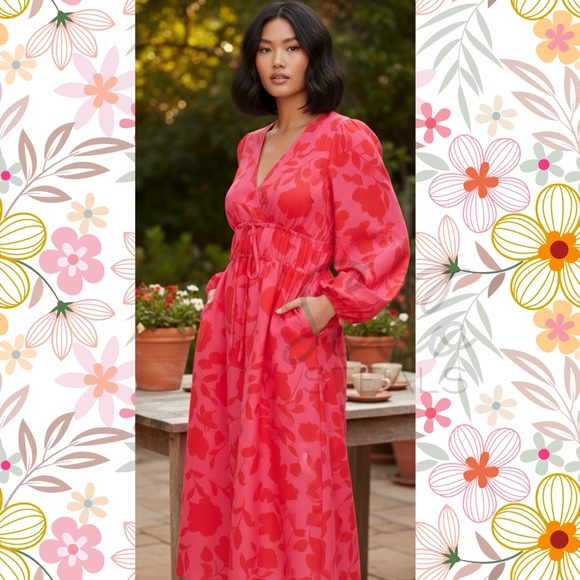 NWT Kate Spade x Target Floral Linen Blend Midi Dress – XL ❤️🌺 - Picture 3 of 8